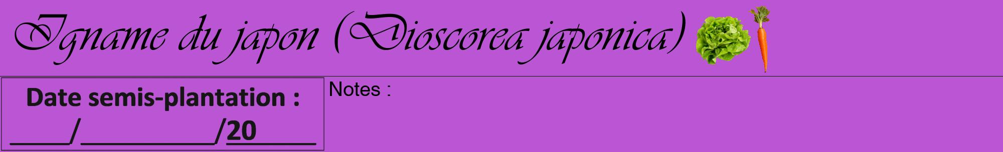Étiquette de : Dioscorea japonica - format a - style noire50viv avec comestibilité simplifiée