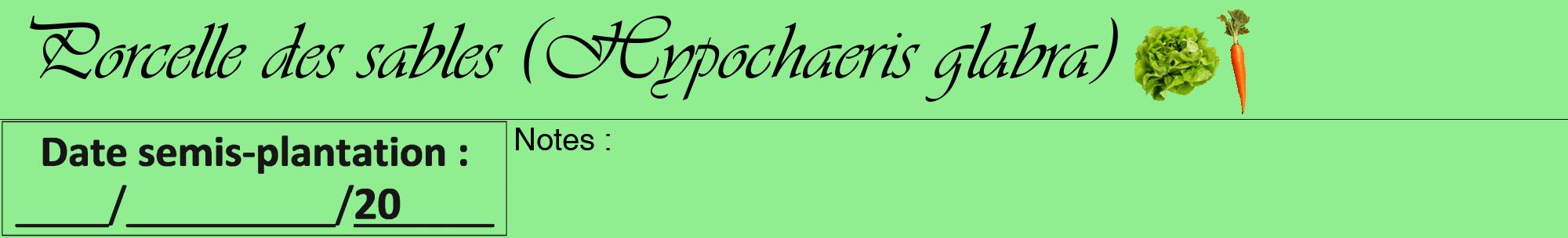Étiquette de : Hypochaeris glabra - format a - style noire15viv avec comestibilité simplifiée