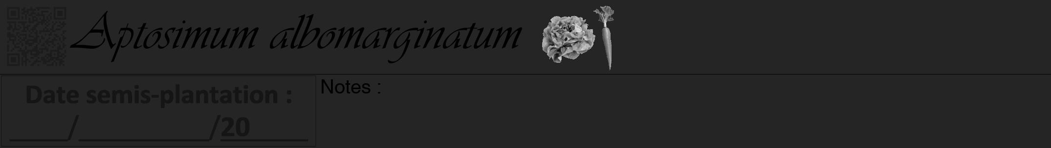 Étiquette de : Aptosimum albomarginatum - format a - style noire47simpleviv avec qrcode et comestibilité simplifiée