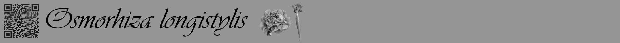 Étiquette de : Osmorhiza longistylis - format a - style noire16viv avec qrcode et comestibilité simplifiée