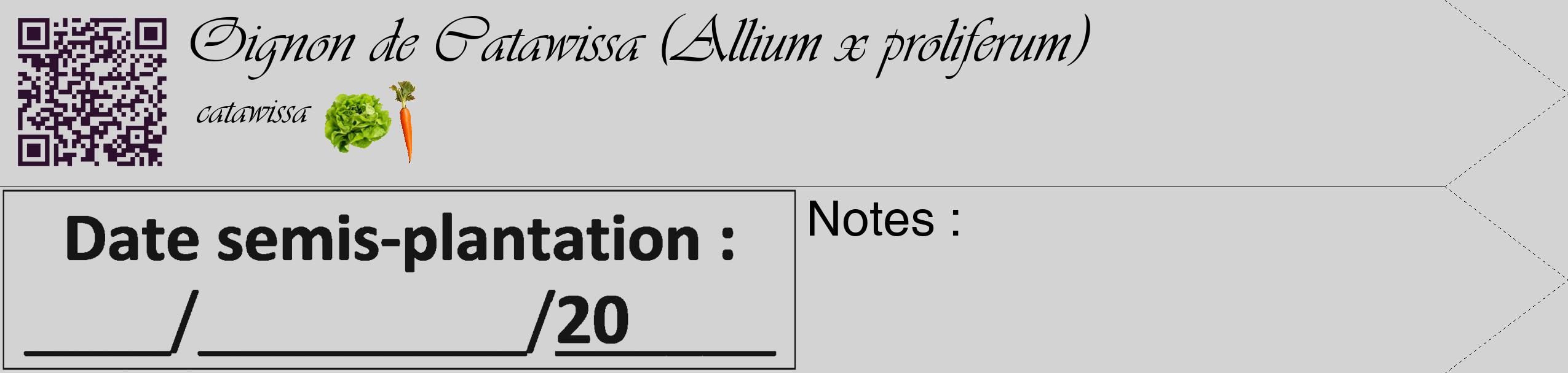 Étiquette de : Allium x proliferum catawissa - format c - style noire56_simple_simpleviv avec qrcode et comestibilité simplifiée