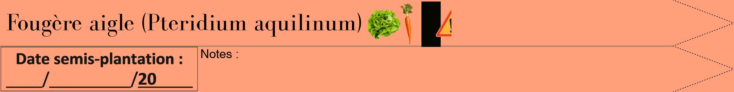 Étiquette de : Pteridium aquilinum - format b - style noire39bod avec comestibilité simplifiée
