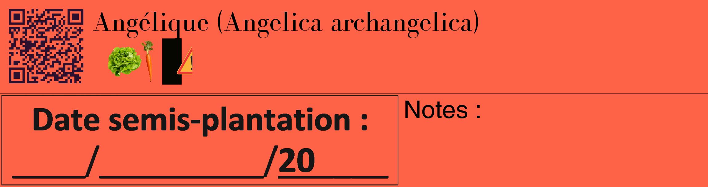 Étiquette de : Angelica archangelica - format c - style noire25_basique_basiquebod avec qrcode et comestibilité simplifiée