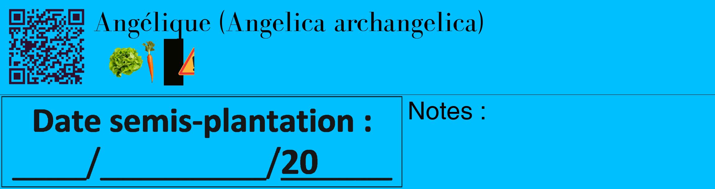 Étiquette de : Angelica archangelica - format c - style noire2_basique_basiquebod avec qrcode et comestibilité simplifiée