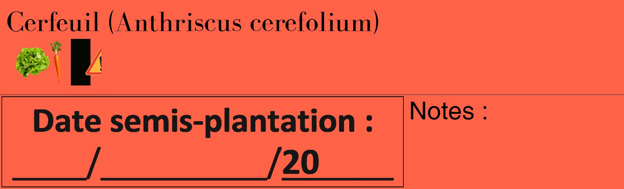 Étiquette de : Anthriscus cerefolium - format c - style noire25_basique_basiquebod avec comestibilité simplifiée
