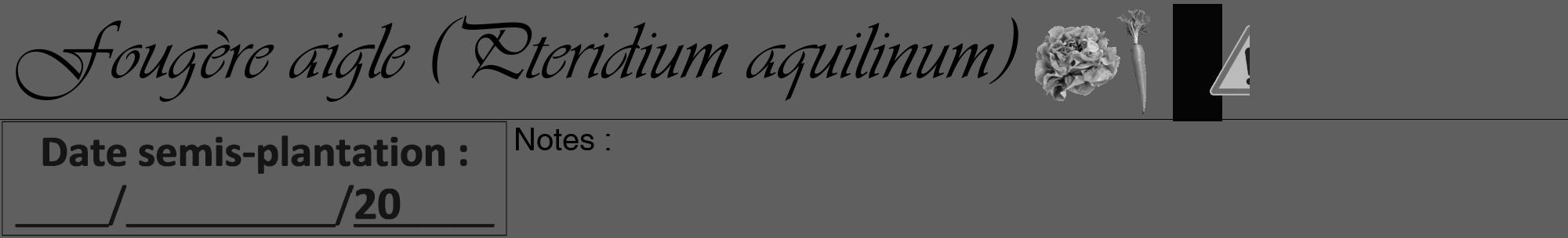 Étiquette de : Pteridium aquilinum - format a - style noire10viv avec comestibilité simplifiée