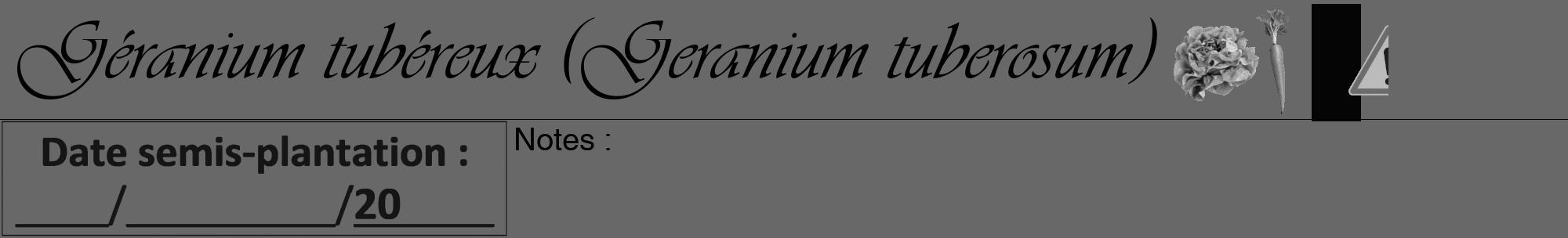 Étiquette de : Geranium tuberosum - format a - style noire43viv avec comestibilité simplifiée