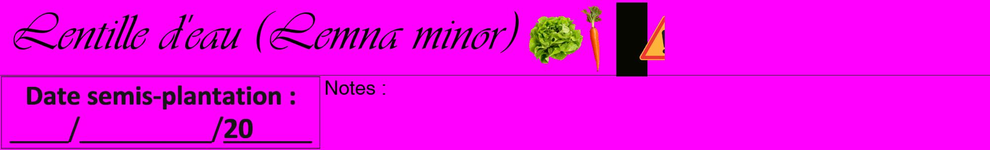 Étiquette de : Lemna minor - format a - style noire51viv avec comestibilité simplifiée