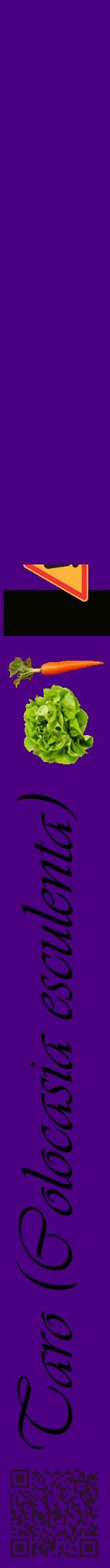 Étiquette de : Colocasia esculenta - format a - style noire47viv avec qrcode et comestibilité simplifiée