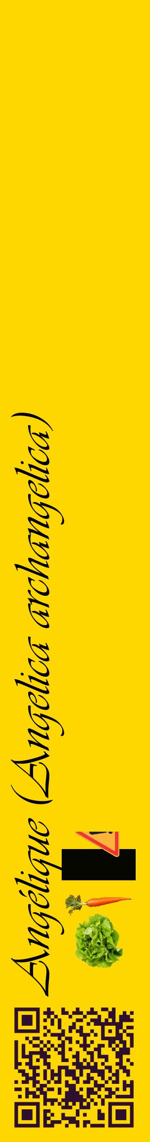 Étiquette de : Angelica archangelica - format c - style noire21_basiqueviv avec qrcode et comestibilité simplifiée