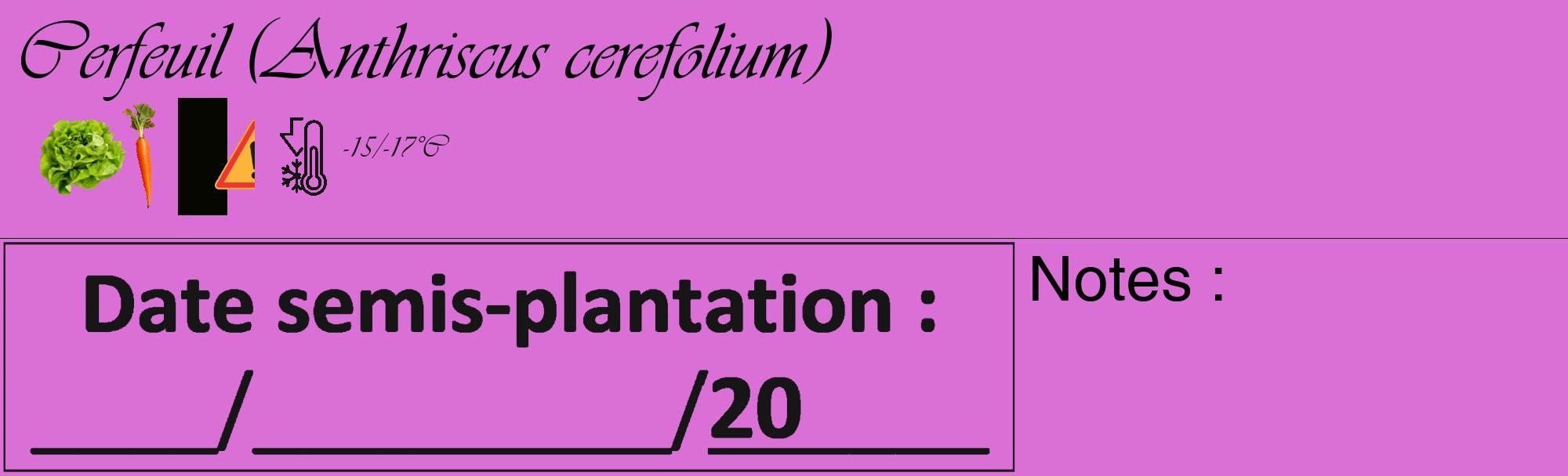 Étiquette de : Anthriscus cerefolium - format c - style noire52_basique_basiqueviv avec comestibilité simplifiée