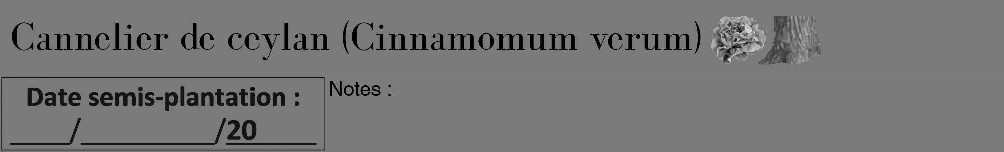 Étiquette de : Cinnamomum verum - format a - style noire3basiquebod avec comestibilité simplifiée