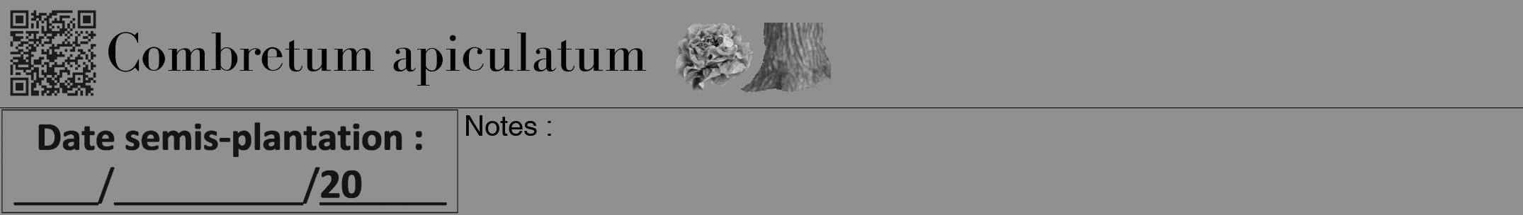 Étiquette de : Combretum apiculatum - format a - style noire4bod avec qrcode et comestibilité simplifiée