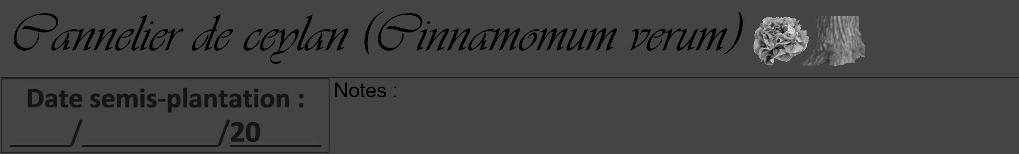 Étiquette de : Cinnamomum verum - format a - style noire48viv avec comestibilité simplifiée