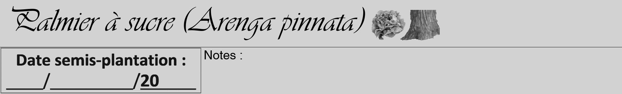 Étiquette de : Arenga pinnata - format a - style noire14viv avec comestibilité simplifiée