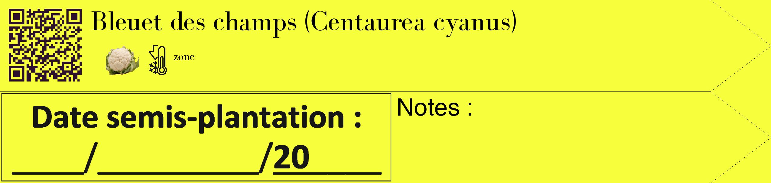 Étiquette de : Centaurea cyanus - format c - style noire18_simple_simplebod avec qrcode et comestibilité simplifiée