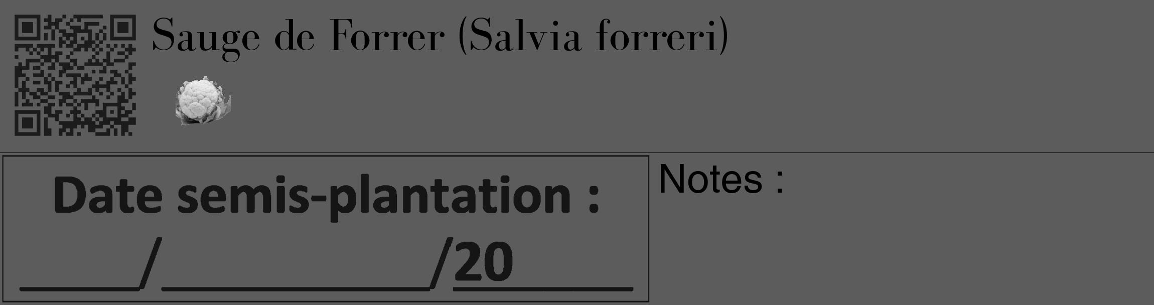 Étiquette de : Salvia forreri - format c - style noire49_basique_basiquebod avec qrcode et comestibilité simplifiée