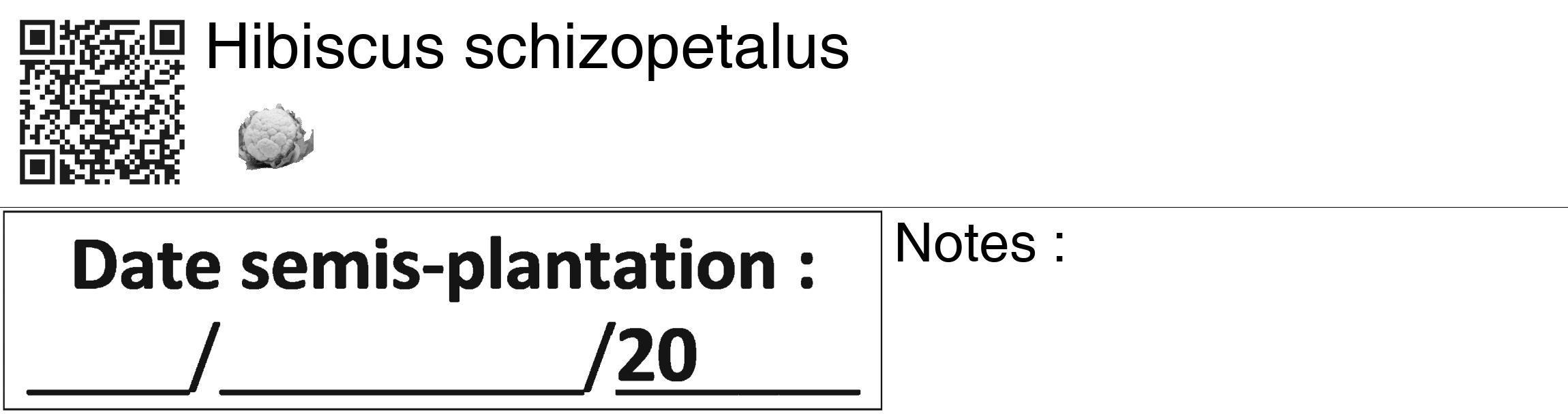 Étiquette de : Hibiscus schizopetalus - format c - style noire60_basiquegrrvhel avec qrcode et comestibilité simplifiée
