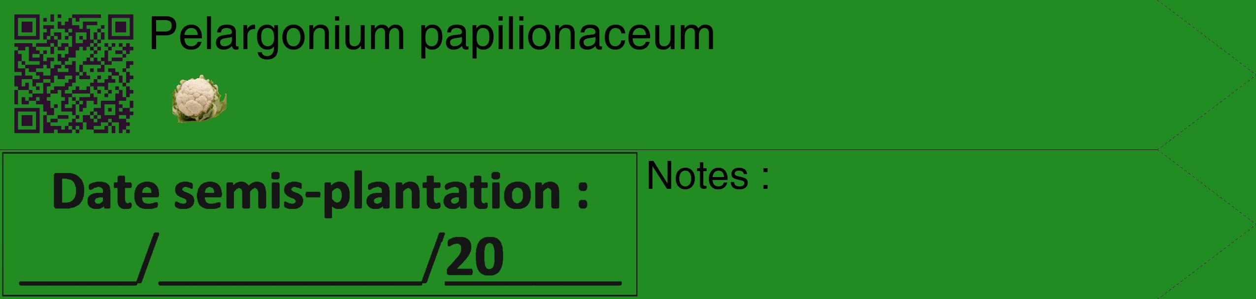 Étiquette de : Pelargonium papilionaceum - format c - style noire10_simple_simplehel avec qrcode et comestibilité simplifiée