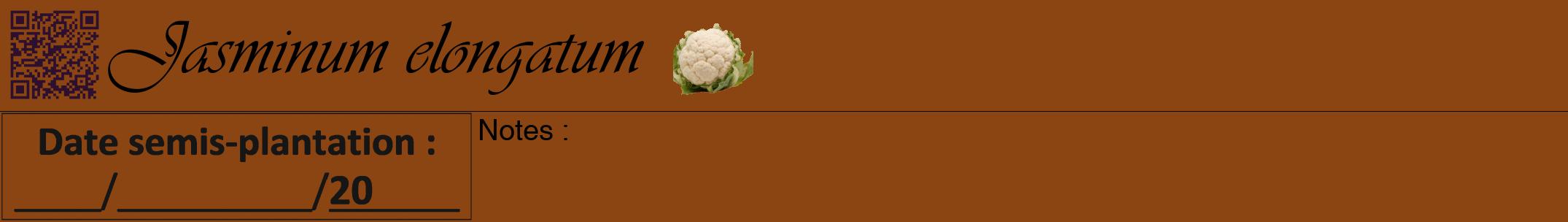 Étiquette de : Jasminum elongatum - format a - style noire30viv avec qrcode et comestibilité simplifiée