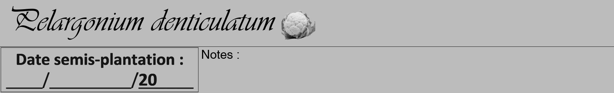 Étiquette de : Pelargonium denticulatum - format a - style noire1viv avec comestibilité simplifiée