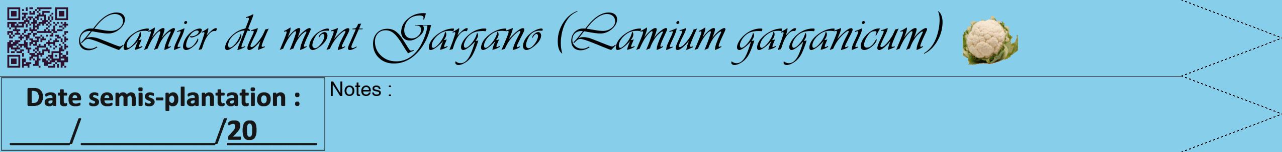 Étiquette de : Lamium garganicum - format b - style noire1simpleviv avec qrcode et comestibilité simplifiée