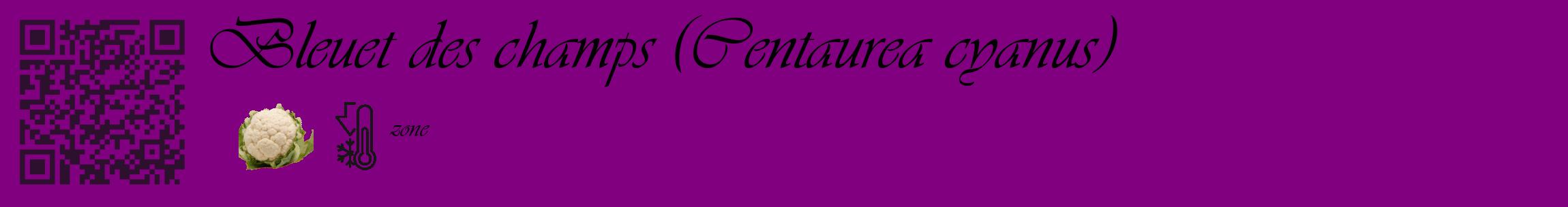 Étiquette de : Centaurea cyanus - format c - style noire46_basique_basiqueviv avec qrcode et comestibilité simplifiée