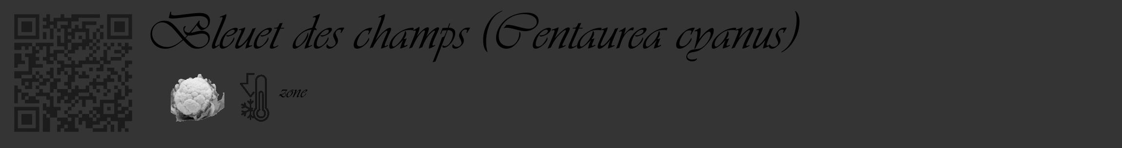 Étiquette de : Centaurea cyanus - format c - style noire46_basique_basiqueviv avec qrcode et comestibilité simplifiée
