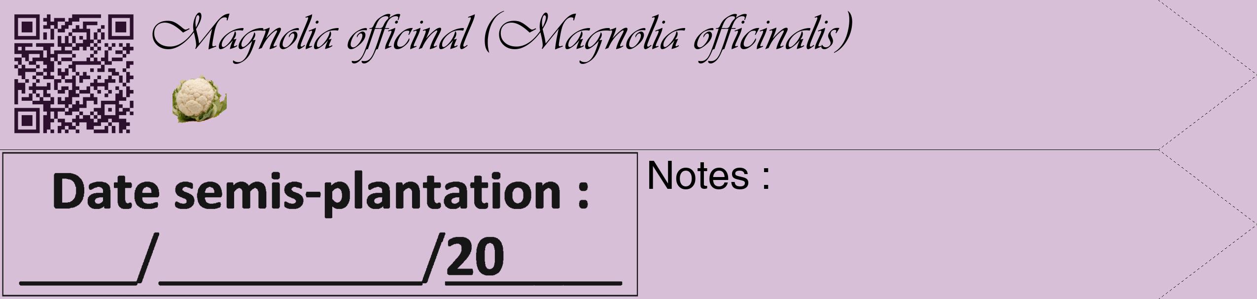 Étiquette de : Magnolia officinalis - format c - style noire54_simple_simpleviv avec qrcode et comestibilité simplifiée