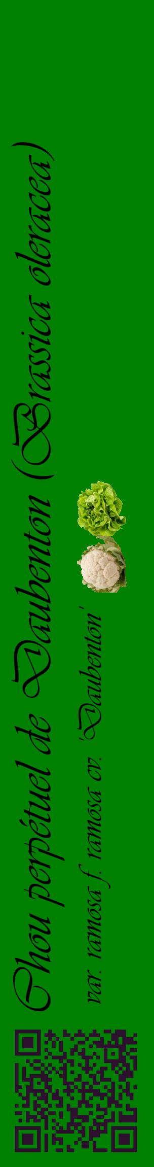 Étiquette de : Brassica oleracea var. ramosa f. ramosa cv. 'Daubenton' - format c - style noire9_basiqueviv avec qrcode et comestibilité simplifiée