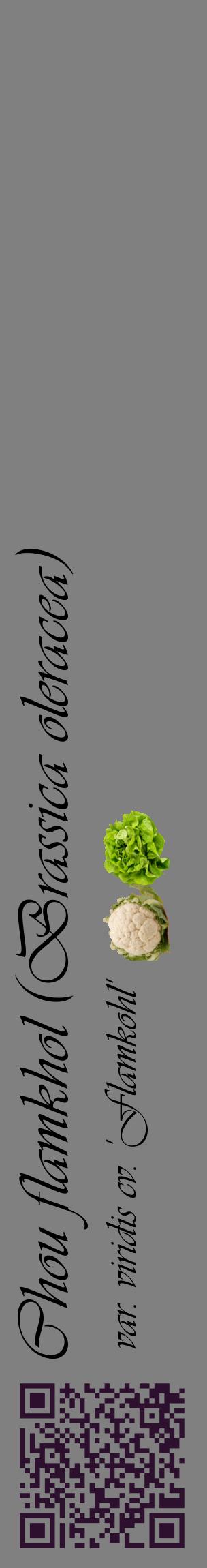 Étiquette de : Brassica oleracea var. viridis cv. 'Flamkohl' - format c - style noire57_basiqueviv avec qrcode et comestibilité simplifiée
