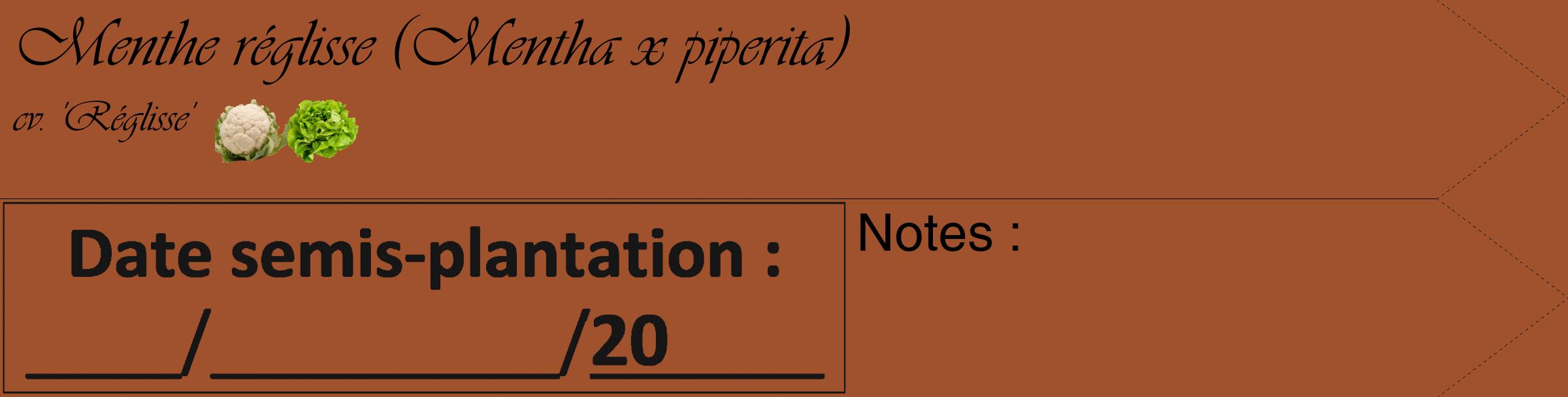 Étiquette de : Mentha x piperita cv. 'Réglisse' - format c - style noire32_simple_simpleviv avec comestibilité simplifiée