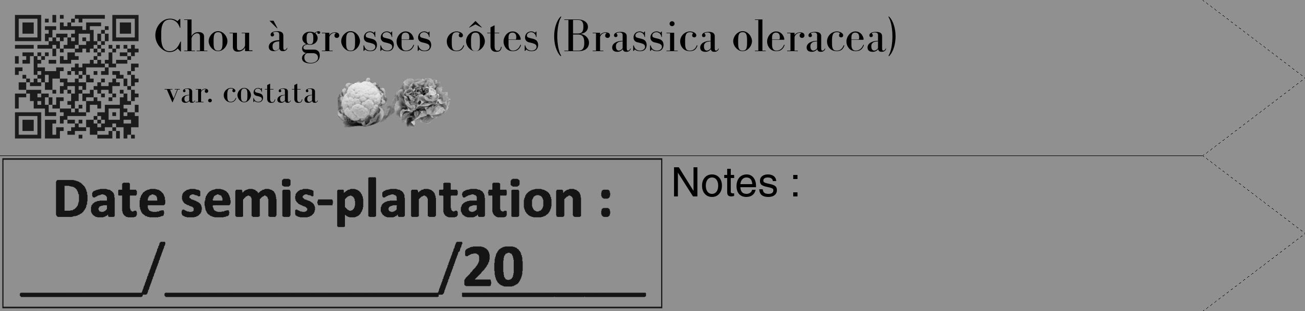 Étiquette de : Brassica oleracea var. costata - format c - style noire4_simple_simplebod avec qrcode et comestibilité simplifiée