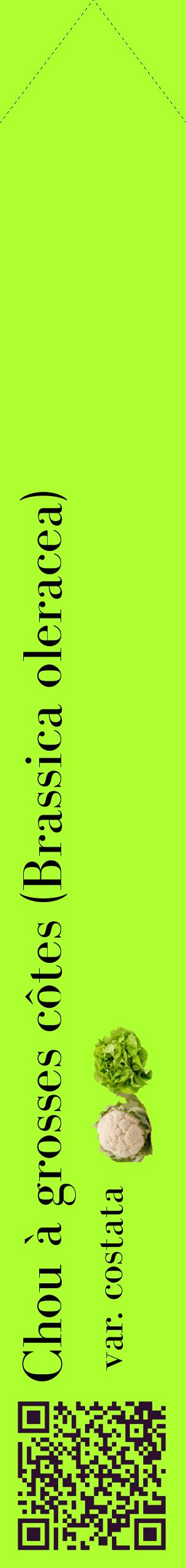 Étiquette de : Brassica oleracea var. costata - format c - style noire17_simplebod avec qrcode et comestibilité simplifiée