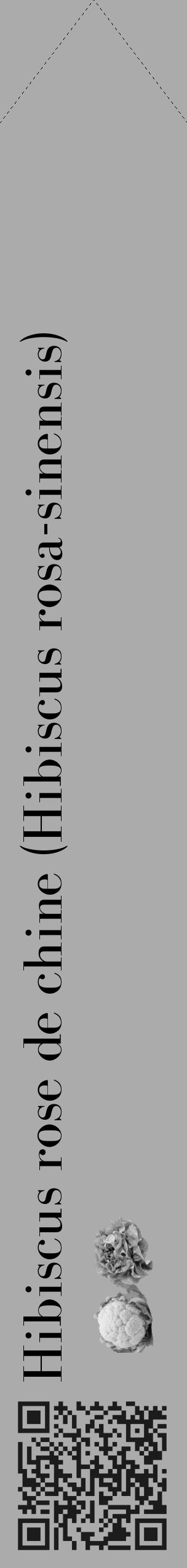 Étiquette de : Hibiscus rosa-sinensis - format c - style noire37_simple_simplebod avec qrcode et comestibilité simplifiée - position verticale