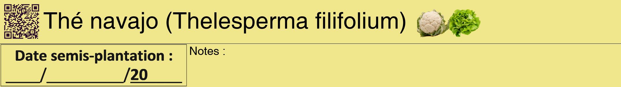 Étiquette de : Thelesperma filifolium - format a - style noire20hel avec qrcode et comestibilité simplifiée