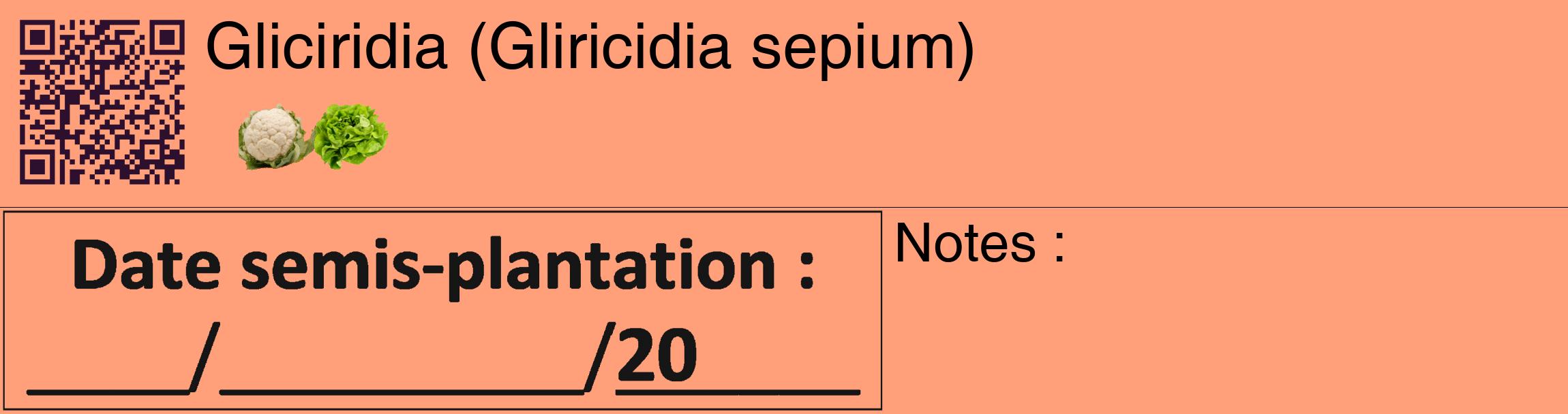 Étiquette de : Gliricidia sepium - format c - style noire39_basique_basiquehel avec qrcode et comestibilité simplifiée