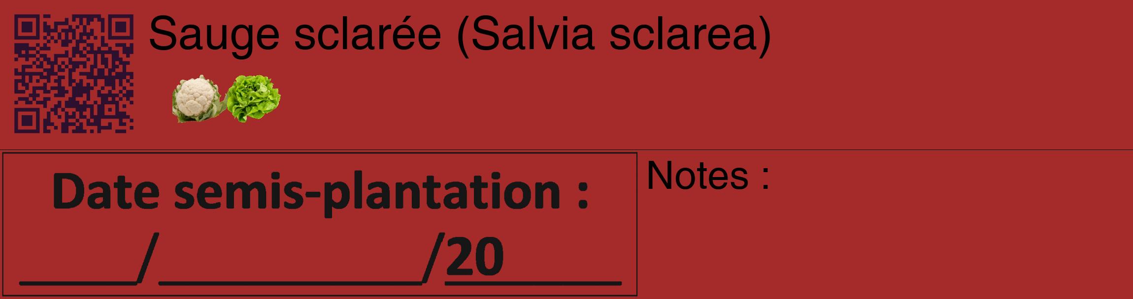 Étiquette de : Salvia sclarea - format c - style noire33_basique_basiquehel avec qrcode et comestibilité simplifiée