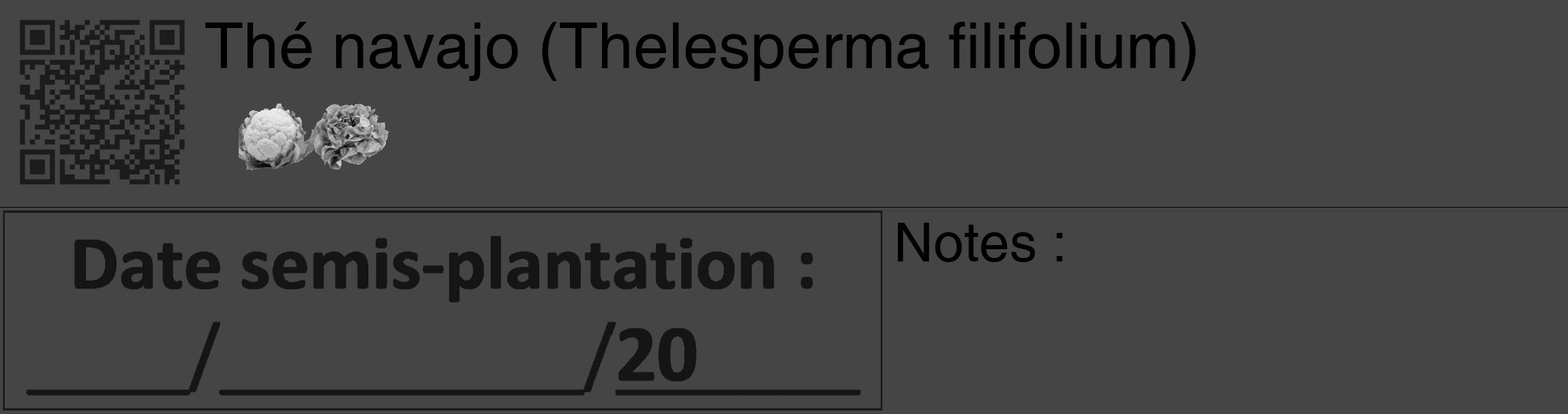 Étiquette de : Thelesperma filifolium - format c - style noire58_basique_basiquehel avec qrcode et comestibilité simplifiée