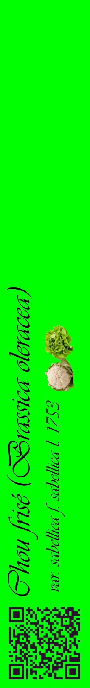 Étiquette de : Brassica oleracea var. sabellica f. sabellica l. 1753 - format c - style noire16_basiqueviv avec qrcode et comestibilité simplifiée