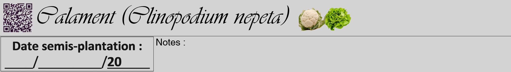 Étiquette de : Clinopodium nepeta - format a - style noire56simpleviv avec qrcode et comestibilité simplifiée