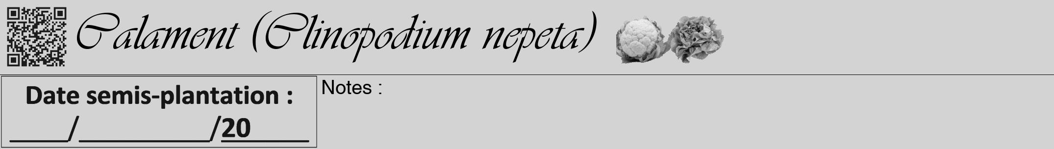 Étiquette de : Clinopodium nepeta - format a - style noire56simpleviv avec qrcode et comestibilité simplifiée