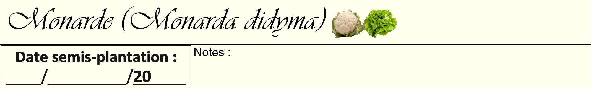 Étiquette de : Monarda didyma - format a - style noire19viv avec comestibilité simplifiée
