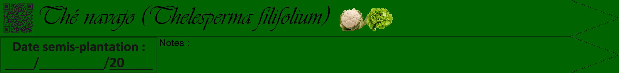 Étiquette de : Thelesperma filifolium - format b - style noire8viv avec qrcode et comestibilité simplifiée