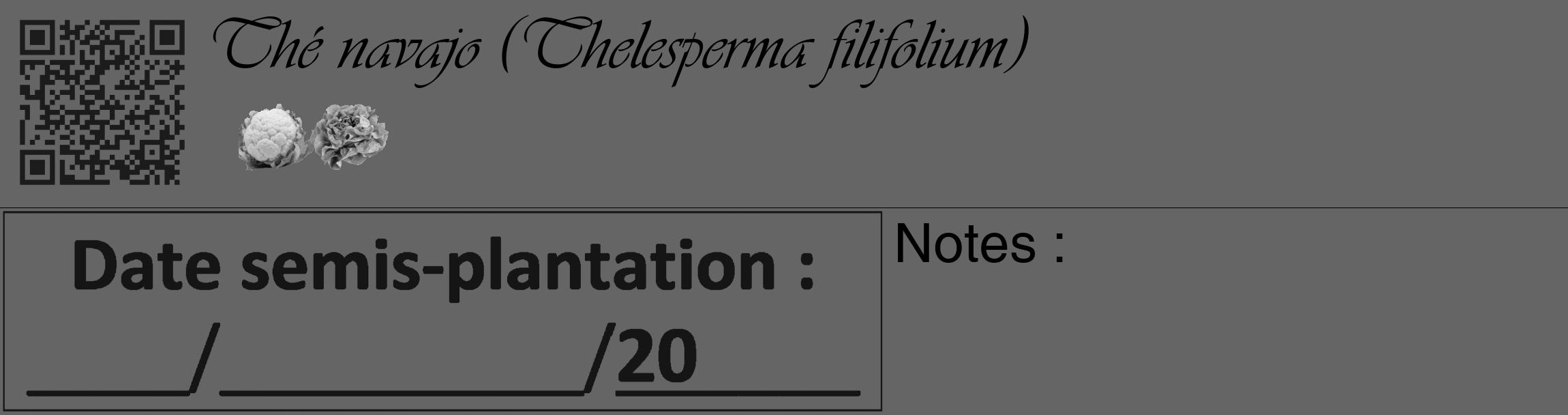 Étiquette de : Thelesperma filifolium - format c - style noire32_basique_basiqueviv avec qrcode et comestibilité simplifiée