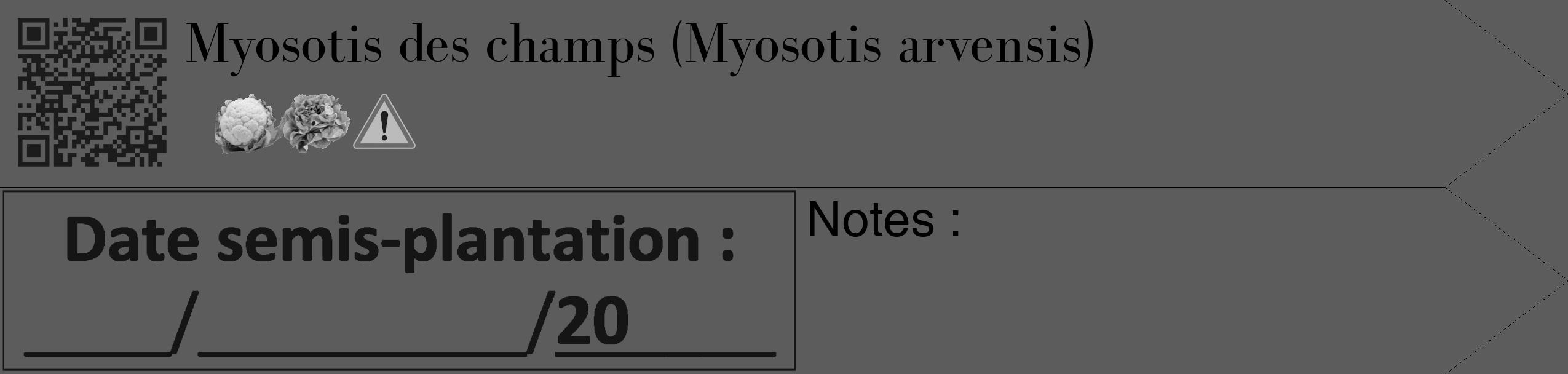 Étiquette de : Myosotis arvensis - format c - style noire49_simple_simplebod avec qrcode et comestibilité simplifiée