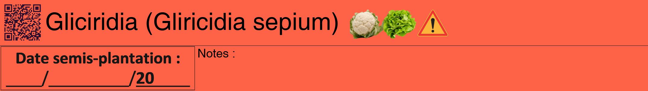 Étiquette de : Gliricidia sepium - format a - style noire25hel avec qrcode et comestibilité simplifiée