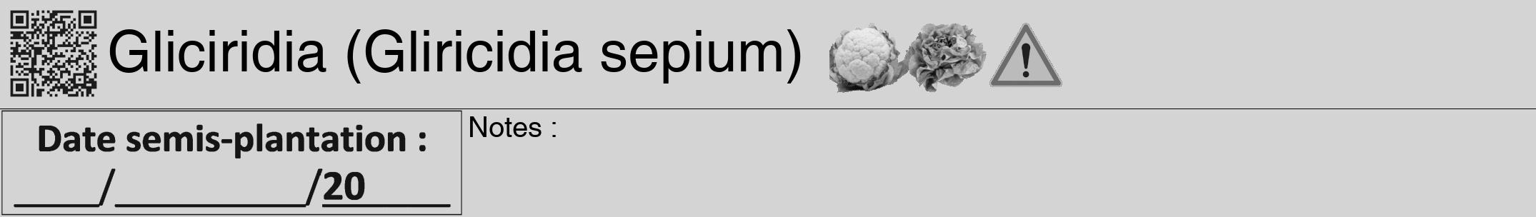 Étiquette de : Gliricidia sepium - format a - style noire40hel avec qrcode et comestibilité simplifiée