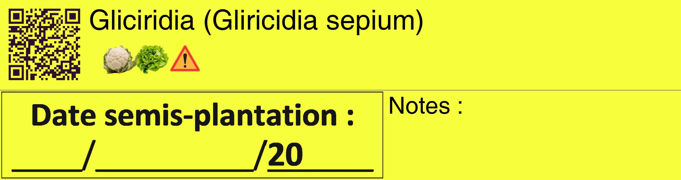 Étiquette de : Gliricidia sepium - format c - style noire18_basique_basiquehel avec qrcode et comestibilité simplifiée