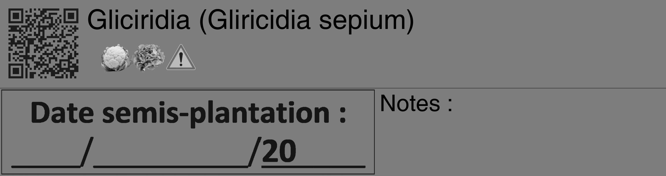 Étiquette de : Gliricidia sepium - format c - style noire35_basique_basiquehel avec qrcode et comestibilité simplifiée